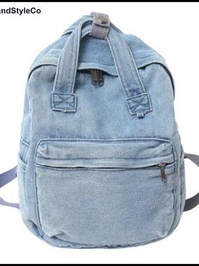 MaxxCloud Vintage Denim Mini Backpack Casual Canvas Daypack Lightweight Rucksack